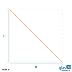 Model 10 spiegel driehoek schuin aflopend rechts